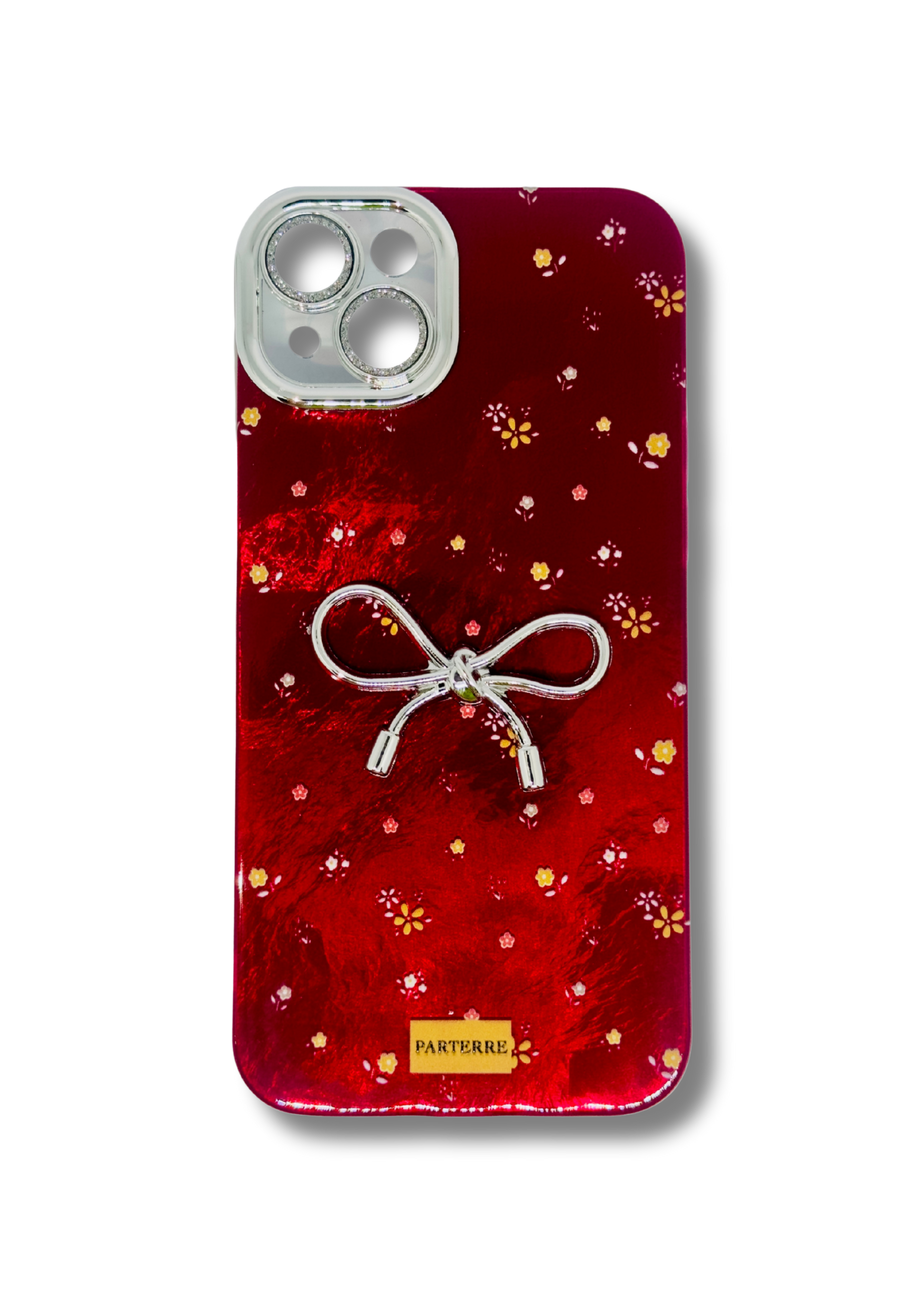 Parterre Luxe Red Gloss Floral Bow Silicone iPhone Case