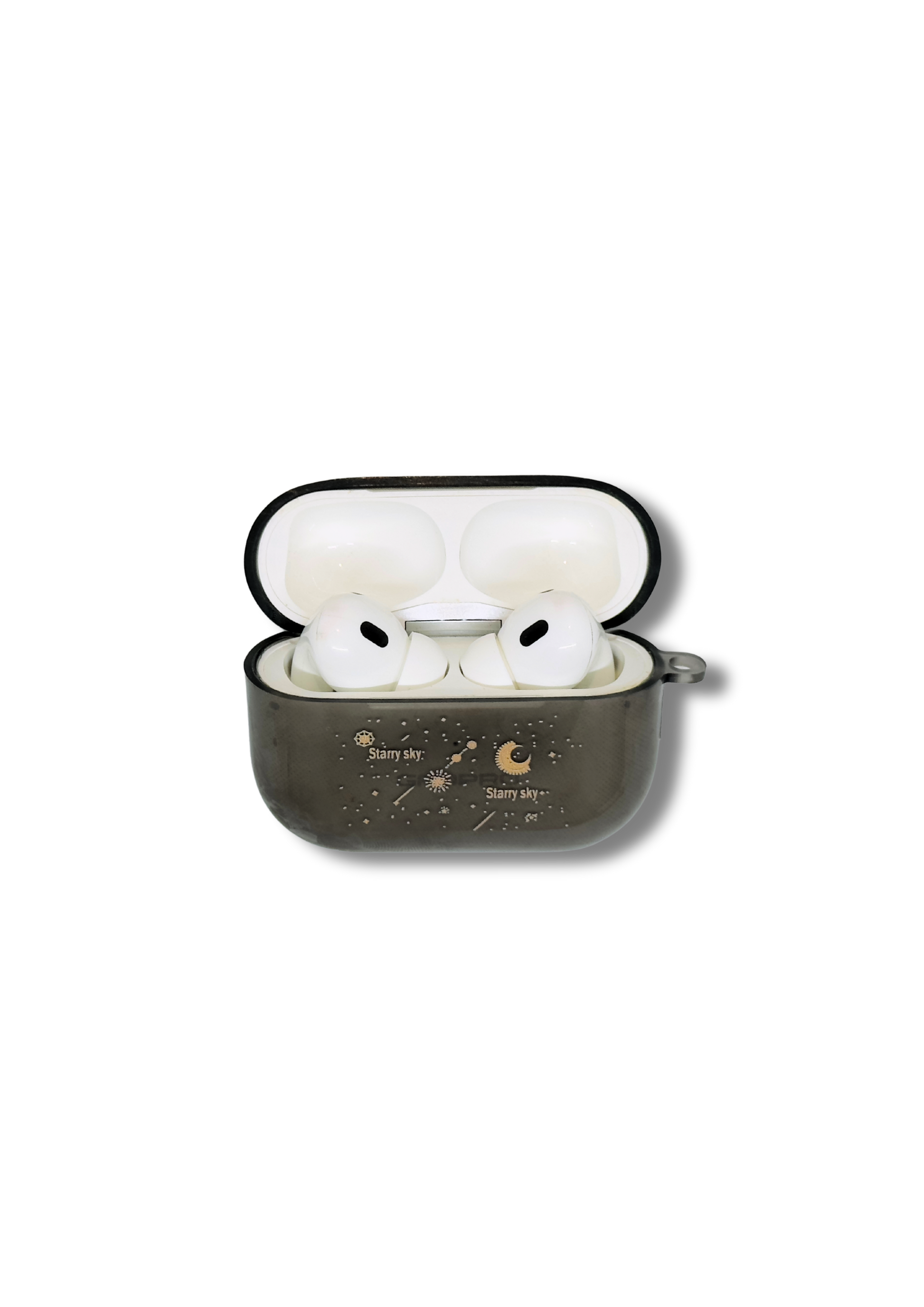 Dark Starry Sky AirPods Case | Matte Black Silicone Cover with Moon & Dandelion Print