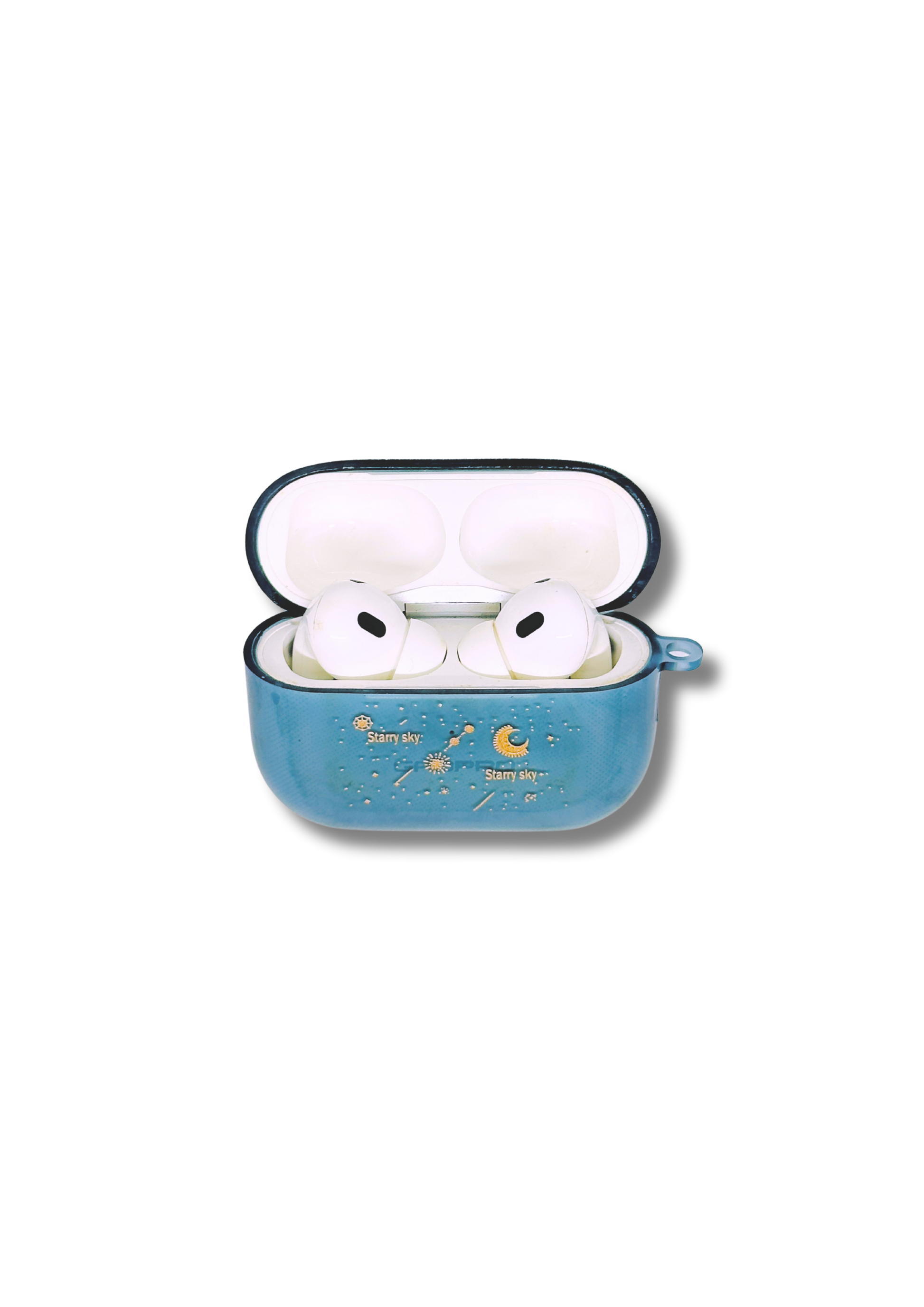 Blue Starry Sky AirPods Case | Moon & Stars Print Silicone Protective Cover