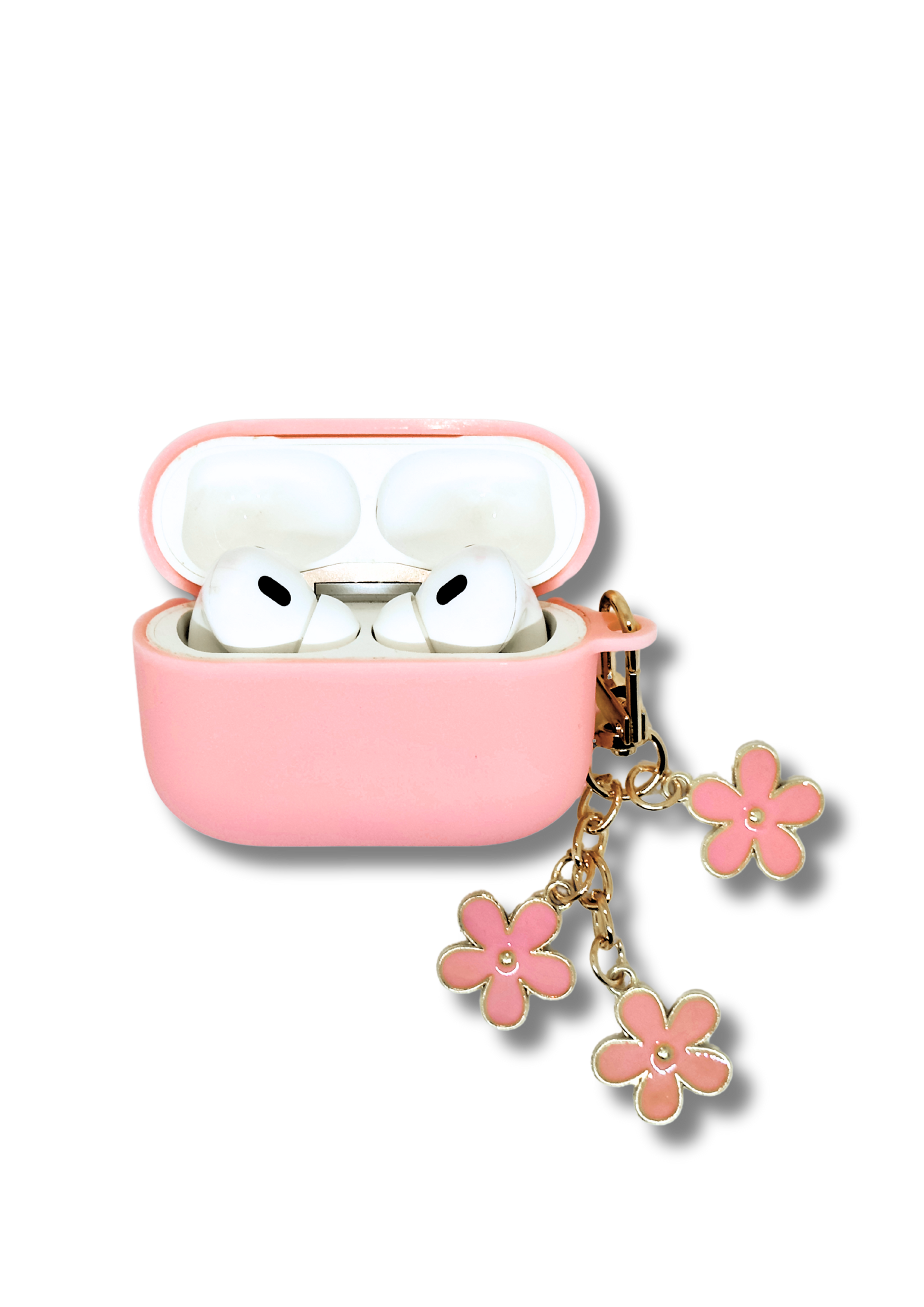 Pastel Pink AirPods Case with Flower Charm | Cute Silicone Cover for Girls & Teens
