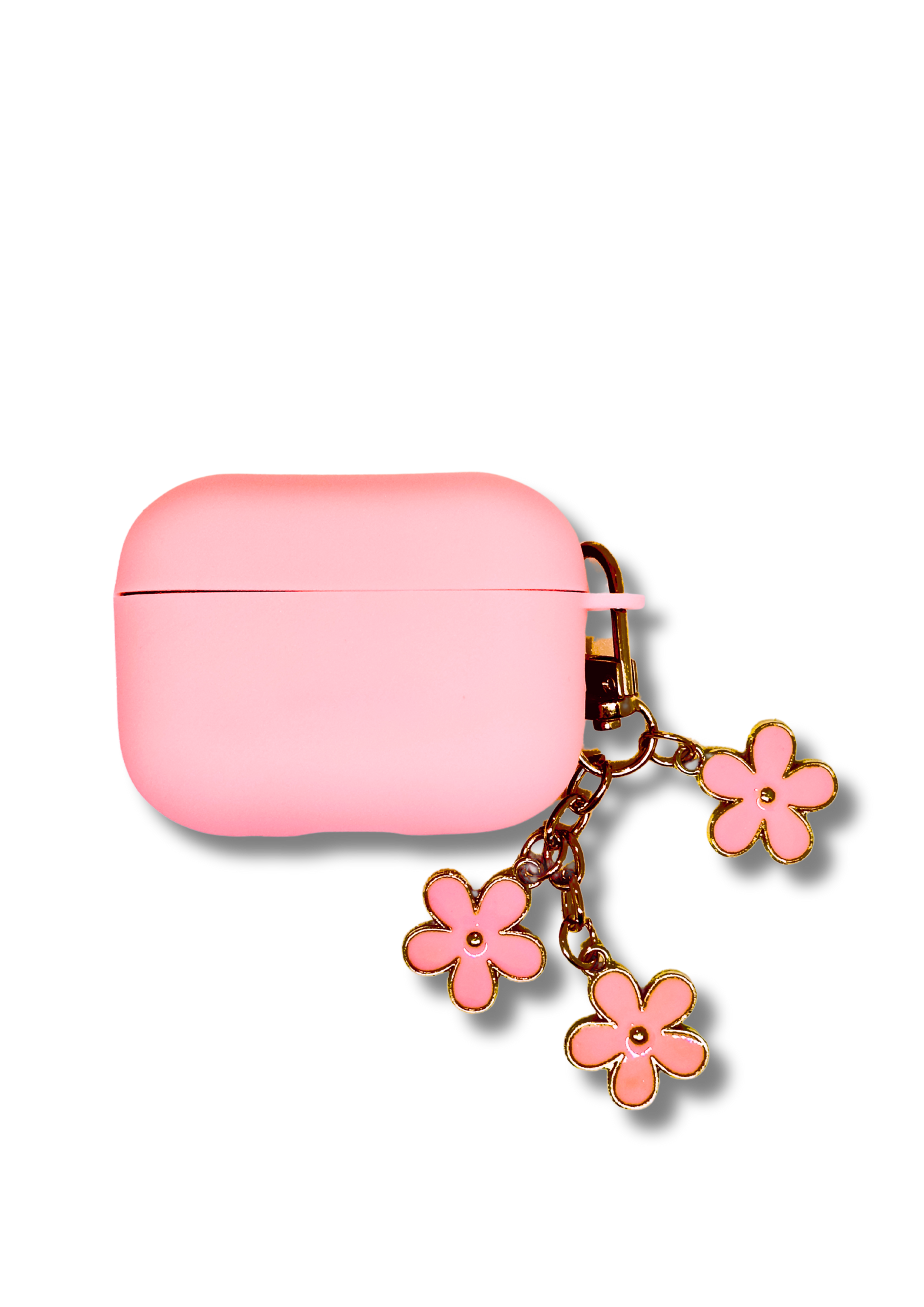 Pastel Pink AirPods Case with Flower Charm | Cute Silicone Cover for Girls & Teens